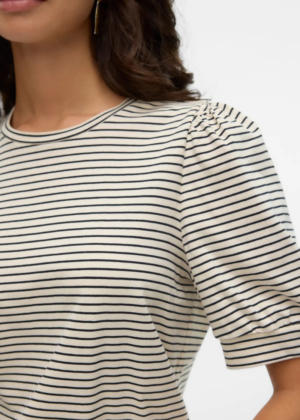 VERO MODA orgaanilisest puuvillast särk Kerry beezi musta triibuline-UUDIS-KOHE LAOS - Image 4