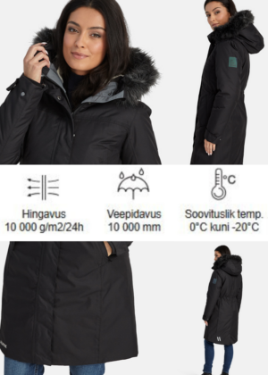 HUPPA pikem naiste talveparka Vienna must -kohe laos-super hind - Image 2