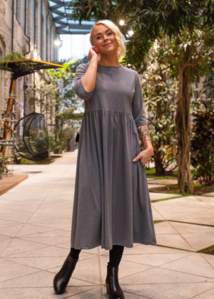 Hall pikem figuurisõbralik taskutega kleit Nelli-kohe laos suurus M(38-40) - Image 2