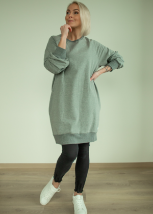 Pikem avara lõikega taskutega pusa hall-Kohe laos viimane M(38-40) - Image 1