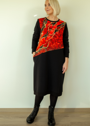 Stiilne must taskutega pusakleit Punane Marmor- Kohe laos suurus M-teised suurused tellimisel - Image 1