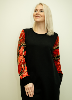 Stiilne must taskutega pusakleit Marmor- suurus M ja XL-kohe laos-teised suurused tellimisel - Image 2