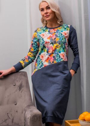 Stiilne sinine taskutega pusakleit Kevad-tellimisel -kohe laos suurus S-KLIENTIDE LEMMIK