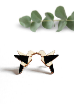 Rankų darbo mediniai auskarai Birds black-BACK IN STOCK-BACK TO PRADEDAMA - Image 4