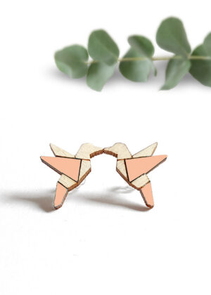 Käsitööna puidust valmistatud kõrvarõngad  Linnud aprikoosi roosa-KOHE LAOS-KIIRE TARNE - Image 4