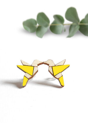 Rankų darbo mediniai auskarai Paukščiai geltoni-BOOK-ONLINE-užsisakyti DABAR - Image 5