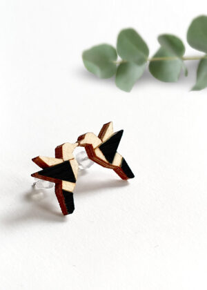 Rankų darbo mediniai auskarai Birds black-BACK IN STOCK-BACK TO PRADEDAMA - Image 3