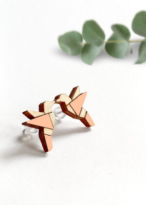 Käsitööna puidust valmistatud kõrvarõngad  Linnud aprikoosi roosa-KOHE LAOS-KIIRE TARNE - Image 3