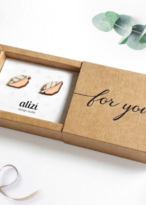 Käsitööna puidust valmistatud kõrvarõngad  Lehed aprikoosiroosa-KOHE LAOS-KIIRE TARNE - Image 2